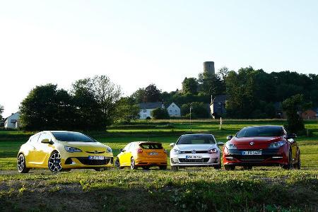 Opel Astra OPC, Renault Mgane R.S., Ford Focus ST, VW Golf GTI Performance