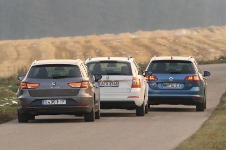 Seat León ST 1.4 TSI, Skoda Octavia Combi 1.4 TSI, VW Golf Variant 1.4 TSI, Heck