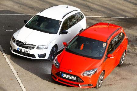 Ford Focus ST Turnier, Skoda Octavia RS Combi, Frontansicht