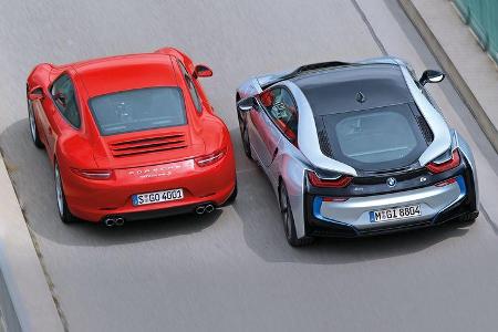 BMW i8, Porsche 911 Carrera S, Draufsicht
