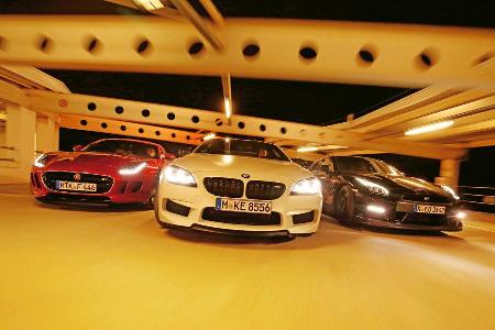 BMW M6 Competition-Paket, Jaguar F-Type R AWD, Nissan GT-R Track Edition