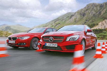 Mercedes CLA 250, BMW 328i, Frontansicht