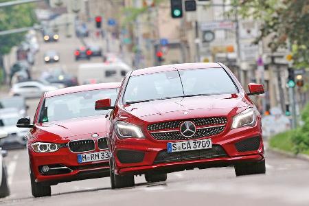 Mercedes CLA 250, BMW 328i, Frontansicht