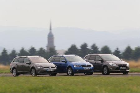 Ford Focus Turnier 2.0 TDCi, Skoda Octavia Combi 2.0 TDI, VW Golf Variant 2.0 TDI