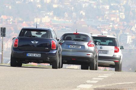 Mini Countryman One, Nissan Juke 1.6, Skoda Yeti 1.4 TSI