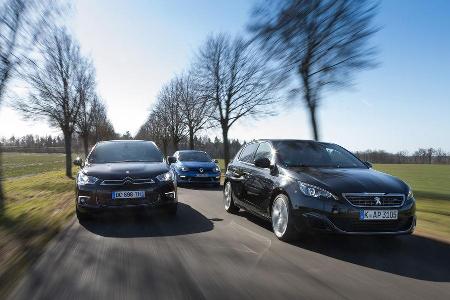 Peugeot 308 GT, Citron DS4, Renault Mgane, Frontansicht