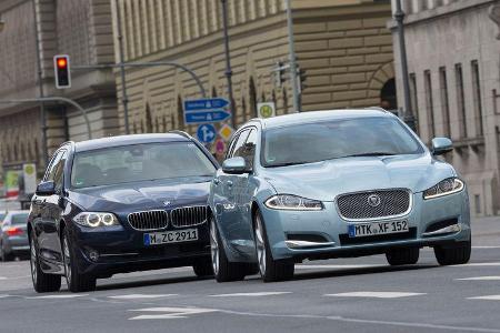 BMW 520d Touring, Jaguar XF Sportbrake 2.2D, Frontansicht