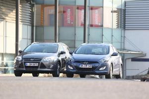 Hyundai i30 1.6 CRDI, Ford Focus 2.0 TDCi, Frontansicht
