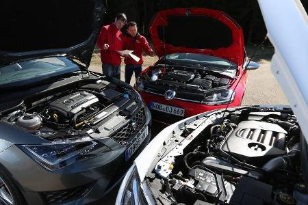 Opel Astra OPC, Seat Leon SC Cupra 280, VW Golf R, Motoren