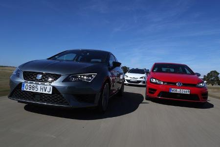 Opel Astra OPC, Seat Leon SC Cupra 280, VW Golf R, Frontansicht