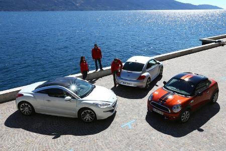 Mini Coupé, Peugeot RCZ, VW Beetle, Seitenansicht