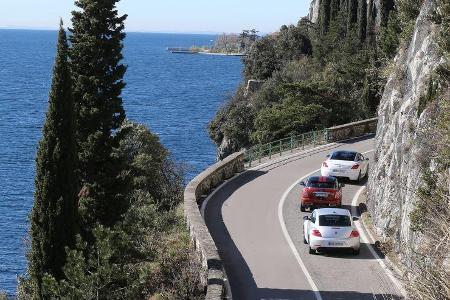 Mini Coupé, Peugeot RCZ, VW Beetle, Heckansicht