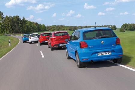 Ford Fiesta, Kia Rio, Peugeot 208, Renault Clio, VW Polo, Heckansicht