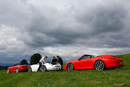 Wiesmann Roadster MF4-S, Porsche 911 Carrera S Cabriolet, Jaguar F-Type V8 S