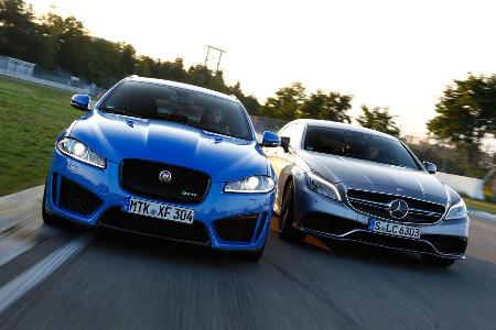 Jaguar XFR-S Sportbrake, Mercedes CLS 63 AMG S Shooting Brake, Frontansicht