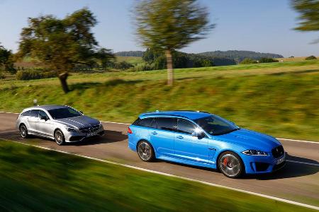 Jaguar XFR-S Sportbrake, Mercedes CLS 63 AMG S Shooting Brake, Seitenansicht