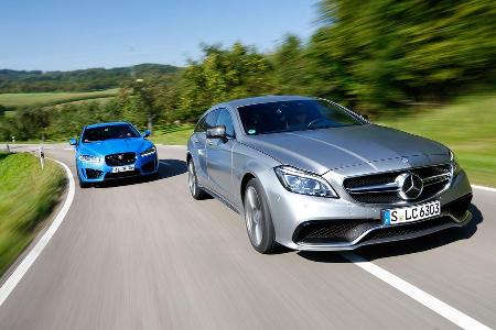 Jaguar XFR-S Sportbrake, Mercedes CLS 63 AMG S Shooting Brake, Frontansicht