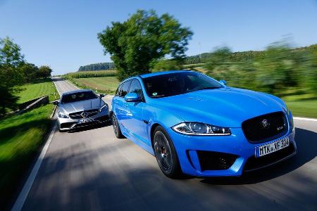 Jaguar XFR-S Sportbrake, Mercedes CLS 63 AMG S Shooting Brake, Frontansicht