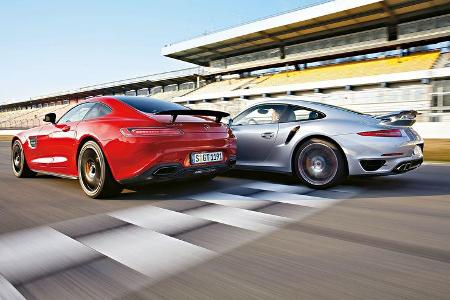 Mercedes-AMG GT S, Porsche 911 Turbo, Seitenansicht