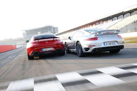 Mercedes-AMG GT S, Porsche 911 Turbo, Heckansicht