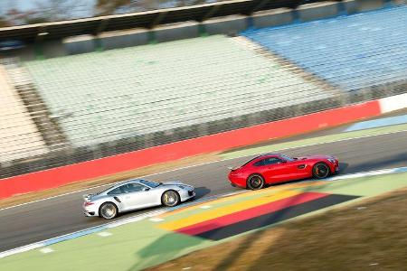 Mercedes-AMG GT S, Porsche 911 Turbo, Seitenansicht