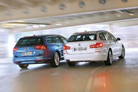 VW Passat Variant 2.0 TDI, BMW 518d Touring, Heckansicht