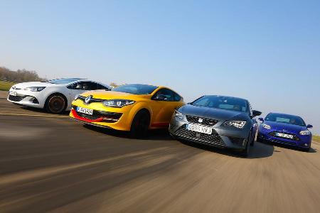 Ford Focus ST, Opel Astra OPC, Renault Mgane RS, Seat Leon Cupra, Frontansicht
