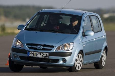 Hyundai Getz 1.4: 97 PS, 8,2 L/100km, 12.840 Euro. Mit 26 Punkten Abstand zum Nissan Micra wird der Koreaner klar Letzter.