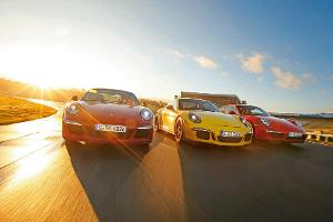Porsche 911 Carrera S, 911 Carerra GTS, 911 GT3, Frontansicht