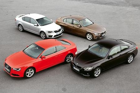 Audi A5 2.0 TDI, BMW 320d, BMW 420d, Skoda Octavia RS 2.0 TDI