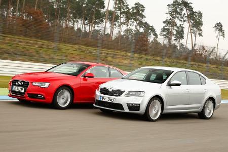 Audi A5 2.0 TDI, Skoda Octavia RS 2.0 TDI, Seitenansicht