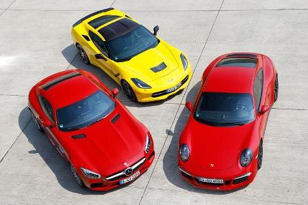 Chevrolet Corvette Stingray, Mercedes-AMG GT, Porsche 911 Carrera GTS