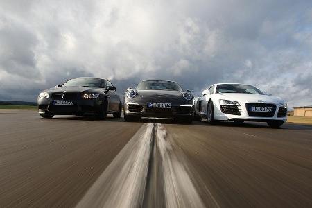 Vergleichstest Porsche 911, M3, R8