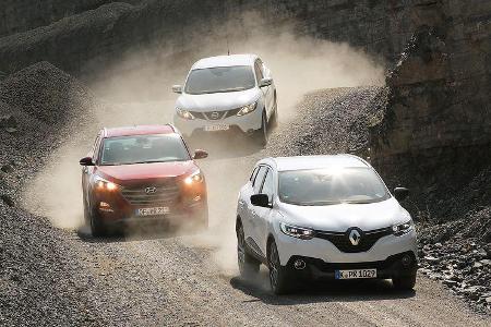 Nissan Qashqai 1.6 DCi 4X4, Hyundai Tucson 2.0 CRDi 4WD, Renault Kadjar DCi 130 4X4