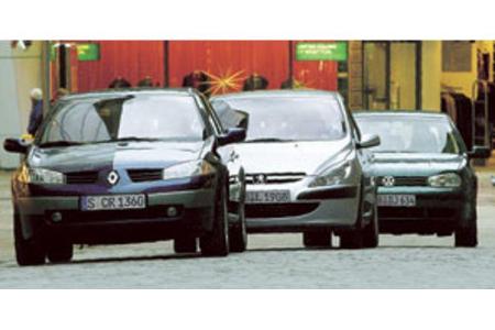 Renault Mégane, Peugeot 307 und VW&nbsp;Golf