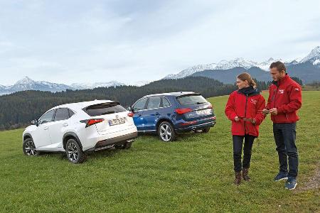 Audi Q5 2.0 TFSI Quattro, Lexus NX 300h E-Four F SPORT, Heckansicht