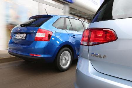 Skoda Rapid Spaceback 1.6 TDI Greentec, VW Golf 1.6 TDI BlueMotion, Heck