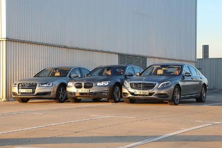 Mercedes S 500 4Matic, Audi A8 4.0 TFSI Quattro, BMW 750i