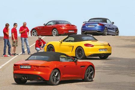 Porsche Boxster, Jaguar F-Type, Audi TT RS, BMW Z4, Seitenansicht