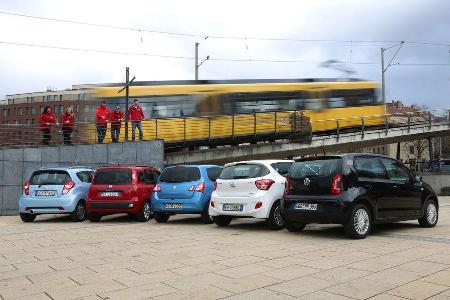 Chevrolet Spark, Fiat Panda, Hyunda i i10, Renault Twingo, VW Up, Heckansicht