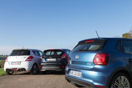 Ford Fiesta Black Edition, Suzuki Swift Sport, VW Polo Blue GT,