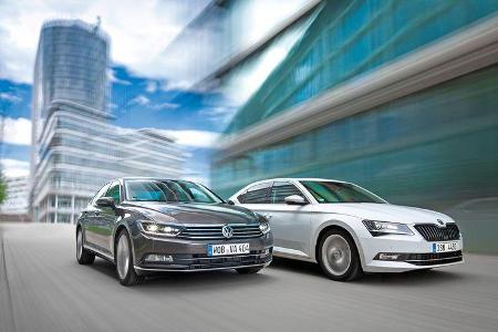 Skoda Superb 2.0 TSI, VW Passat 2.0 TSI, Frontansicht