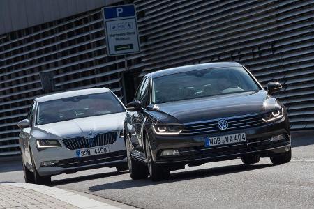 Skoda Superb 2.0 TSI, VW Passat 2.0 TSI, Frontansicht