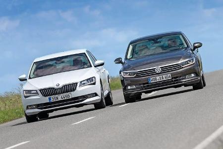 Skoda Superb 2.0 TSI, VW Passat 2.0 TSI, Frontansicht