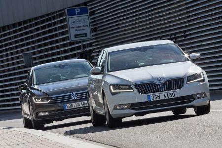 Skoda Superb 2.0 TSI, VW Passat 2.0 TSI, Frontansicht