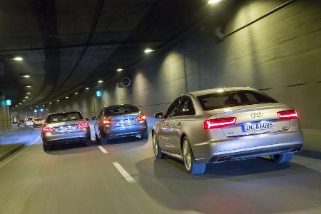 Audi A6 3.0 TDI Quattro, BMW 530d, Mercedes E 350 Bluetec, Frontansicht