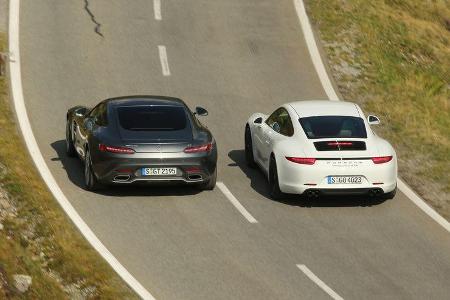 Mercedes-AMG GT, Porsche 911 Carrera GTS, Heckansicht