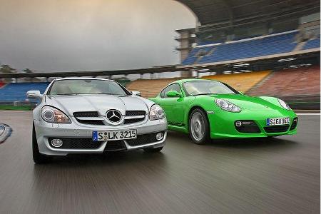 Mercedes SLK 350 vs. Porsche Cayman S