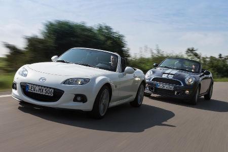 Mazda MX-5 2.0 MZR, Mini Cooper S Roadster, Frontansicht