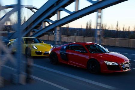Audi R8 V10 5.2 FSI Quattro, Porsche 911 Turbo, Seitenansicht